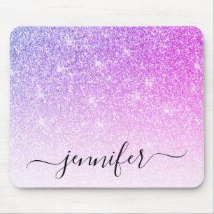 Lila Rosa Glitter Funkeln Dein Name Mousepad
