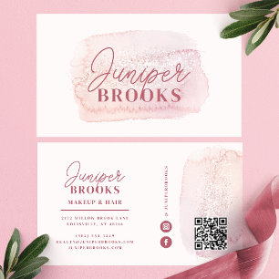 Lila Rosa Glitter Social Media QR Code Visitenkarte