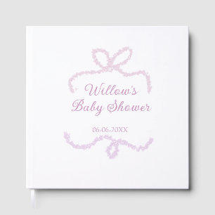 lila rosa glitzer bogen baby shower name datum ele gästebuch