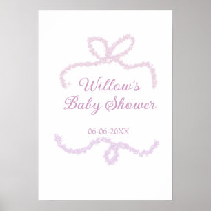 lila rosa glitzer bogen baby shower name datum ele poster