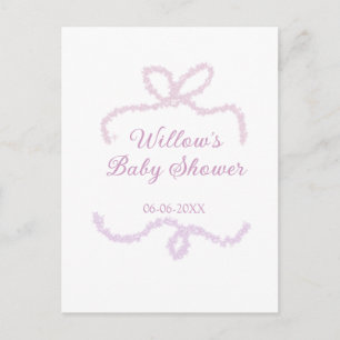 lila rosa glitzer bogen baby shower name datum ele postkarte