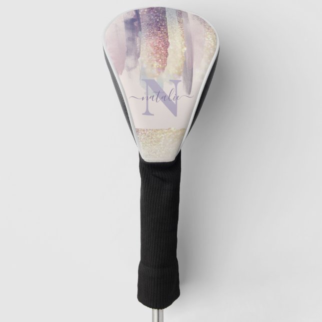 lila Rosa Glitzer Funkelname Golf Headcover (Vorderseite)