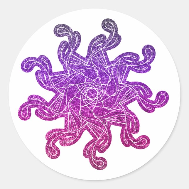 Lila & rosa Glitzer Mandala Stickers (Vorderseite)