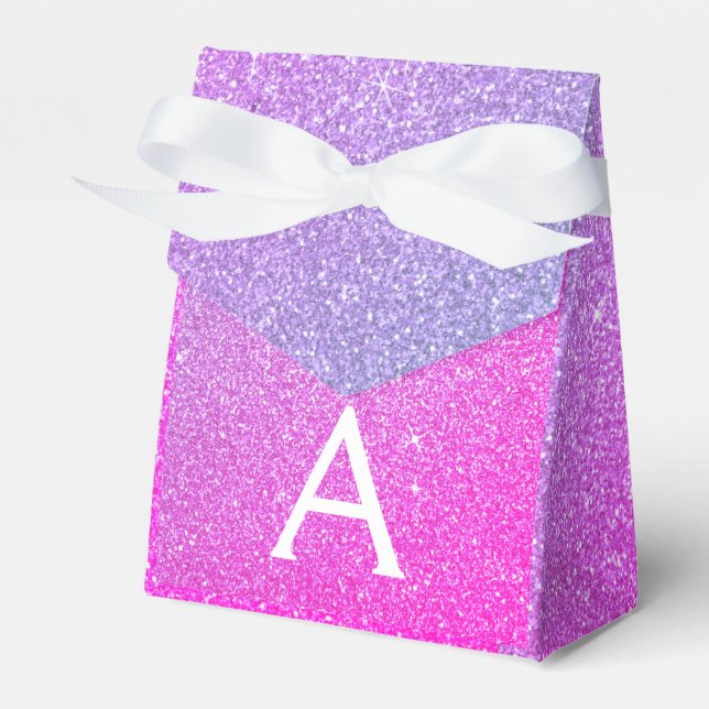 Lila rosa Glitzer und Sparklopfen Geschenkschachtel (Vorderseite)