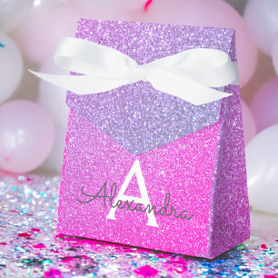 Lila rosa Glitzer und Sparklopfen Geschenkschachtel
