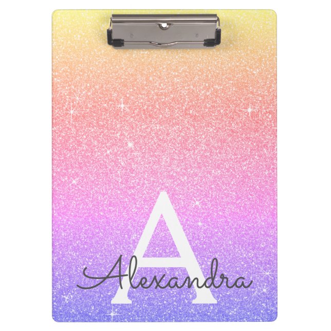 Lila-rosa-Glitzer- und Sparkymnastikschule Klemmbrett (Vorderseite)