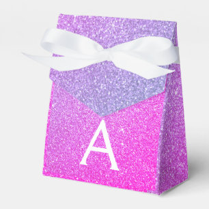 Lila rosa Glitzer und sparsame Monogramm Geschenkschachtel