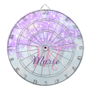 Lila rosa glitzernder Stern Monogramm Buchstabe Te Dartscheibe