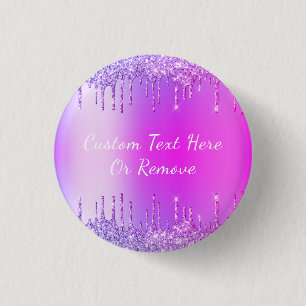 Lila Rosa-Gold-Glitzer-Tropfen - Ihr Text Button