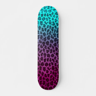 Lila rosa grüner Cheetah-Druck Skateboard