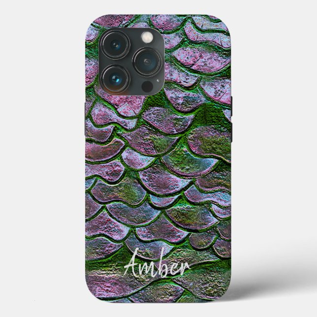 Lila rosa grünes Metallic-Muster Personalisiert Case-Mate iPhone Hülle (Rückseite)