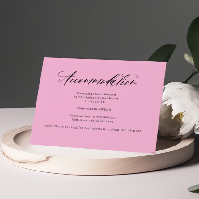 Lila rosa handgeschriebene Unterkunft Begleitkarte (Von Creator hochgeladen)