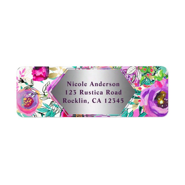 Lila-rosa-helle Farbgebung Modernes Blumenmuster (Vorne)