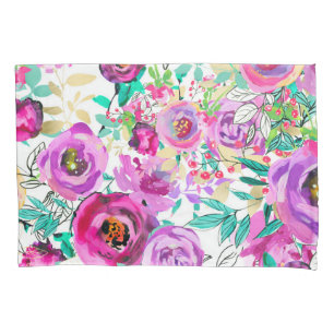 Lila Rosa Helle Farbige Chic Moderne Florale Kissenbezug