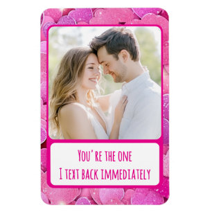 Lila rosa Herz-Text Zurück Flexibles Magnet Foto