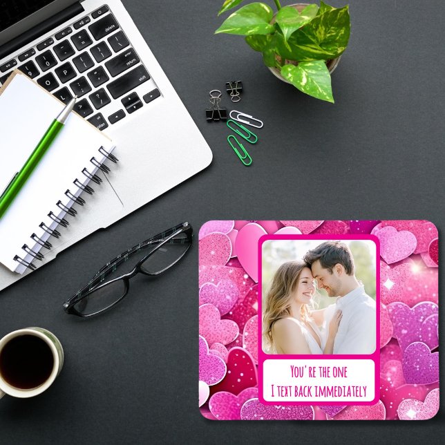 Lila rosa Herzen I Text sofort zurück Mousepad (Von Creator hochgeladen)