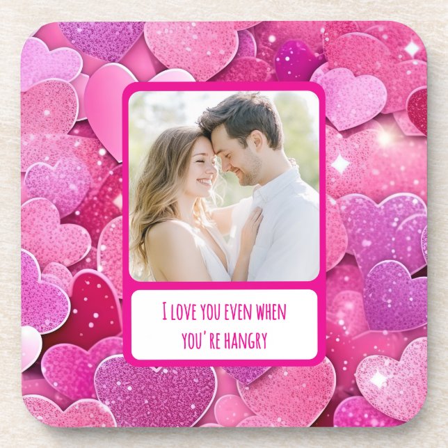 Lila rosa Herzen, wenn du zornig bist Getränkeuntersetzer (Vorderseite)