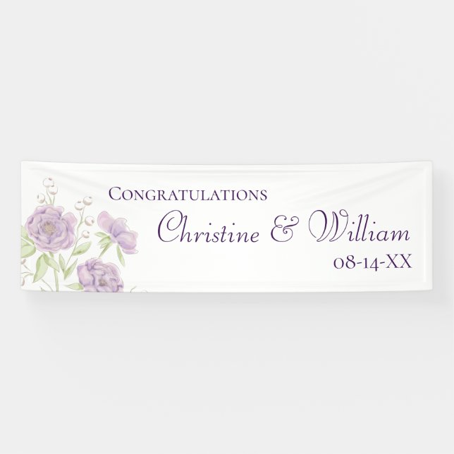 Lila rosa Hochzeit Banner (Horizontal)