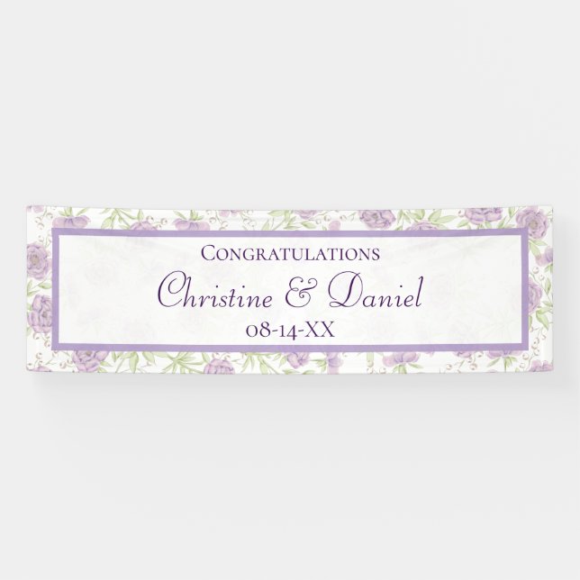 Lila rosa Hochzeit Banner (Horizontal)