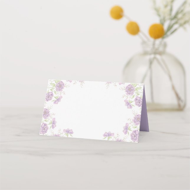 Lila rosa Hochzeit Platzkarte (Vorderseite)
