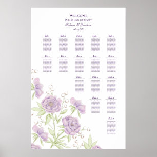 Lila rosa Hochzeits-Sitzordnung Poster
