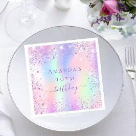 Lila rosa holografischer Geburtsname Serviette