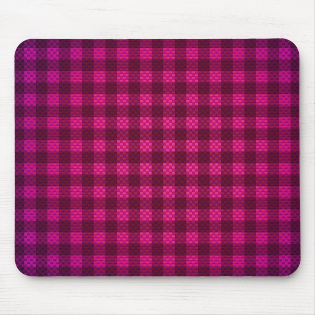 Lila rosa karierte Kohlefaser gemustert Mousepad (Vorne)