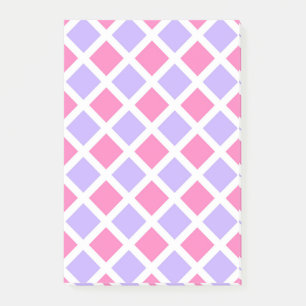 Lila Rosa Karo-Diamant-Muster Post-it Klebezettel