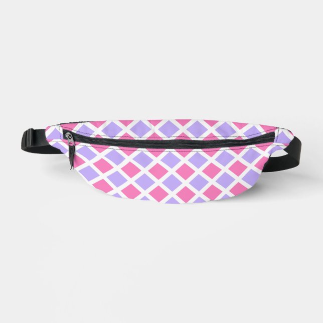 Lila Rosa Karo Diamantmuster Bauchtasche (Vorderseite)