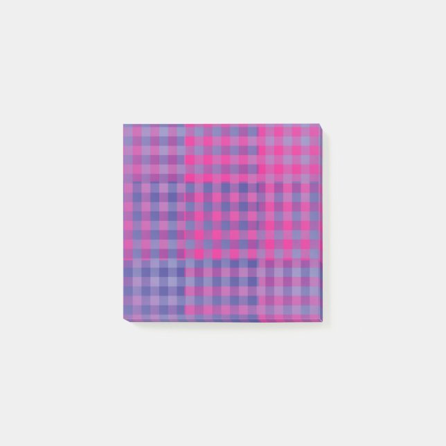 Lila Rosa Karo-Patchworkmuster Post-it Klebezettel (Vorderseite)