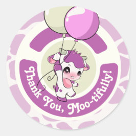 Lila rosa Kuhmuster Vielen Dank für Ihr Verständni Runder Aufkleber