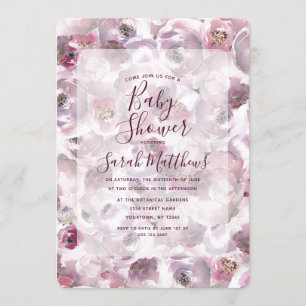Lila Rosa Land Blumen Baby Shower Einladung