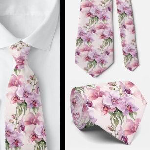 Lila Rosa Lavendel Pastell Orchideen Krawatte