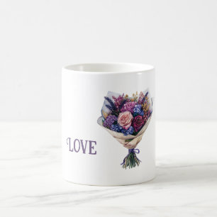 Lila Rosa Liebesblumen Kaffeetasse