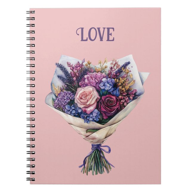 Lila Rosa Liebesblumen Notizblock (Vorderseite)