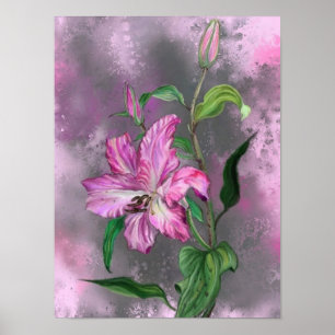 Lila rosa Lilienblumen Poster Malerei