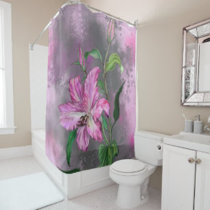Lila Rosa Lily Blume Duschvorhang Lilien