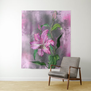 Lila Rosa Lily Blume Tapestry Wandteppich