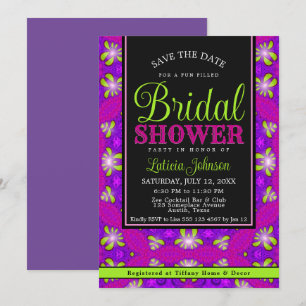 Lila rosa Limettengrün Modernes Brautparty Einladung