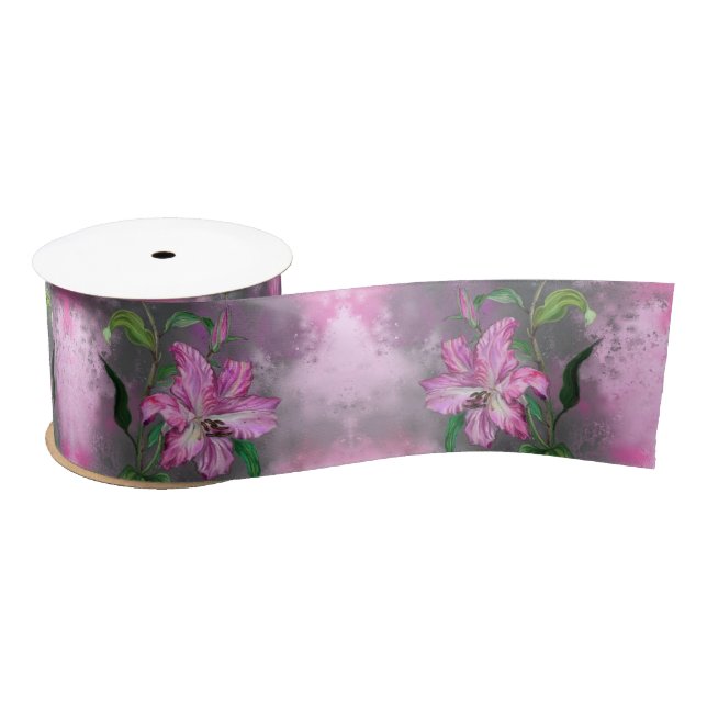 Lila Rosa Lippen Blume Band Satinband (Spule)