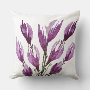 Lila Rosa Magnolie Floral Aquarell Kissen