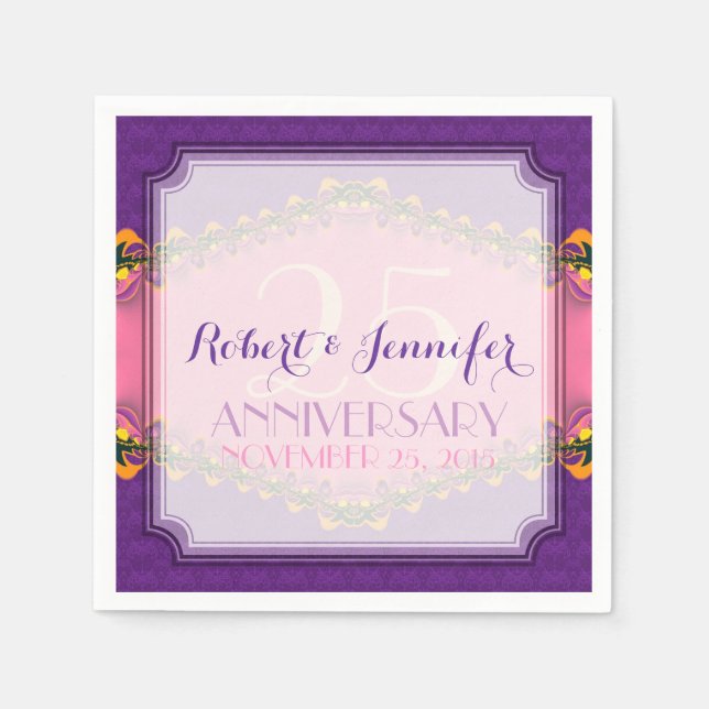 Lila rosa Märchenpapier Napkins Fraktal Spittenpap Serviette (Vorderseite)