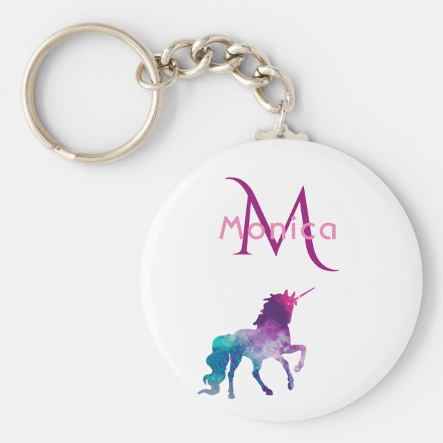 Lila rosa, mit Monogramm Schlüsselanhänger (Vorne)