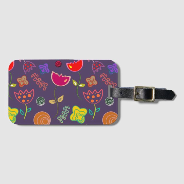 Lila rosa, moderne Blumen Gepäckanhänger (Vorderseite (Horizontal))