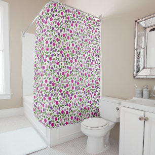 Lila rosa Moderne Blumendrucke Duschvorhang
