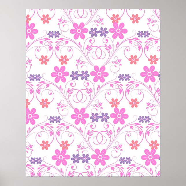 Lila & rosa Modernes Blumenambiente Poster (Vorne)