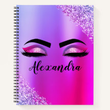 Lila rosa Monogramm Glitzer Eyelashes Modernität