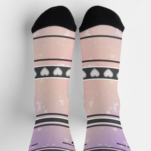 Lila Rosa - Name Nummer Socken (Oben)