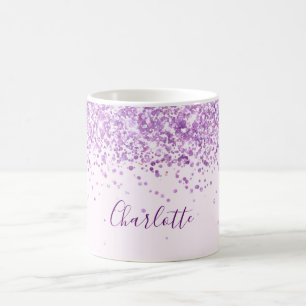 Lila Rosa-Namensschild Kaffeetasse