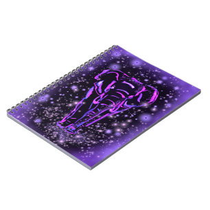 Lila rosa Notebook Elefant bei Starry Night Notizblock